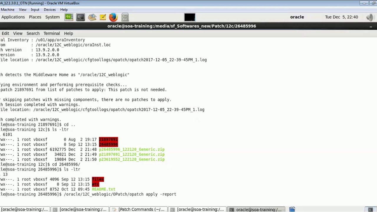 Patching in Weblogic12c  using Opatch Utility