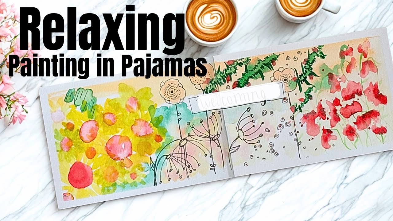 Painting in Pajamas ☕ Beginner Watercolor Journal | Relaxing Paint With Me: Ep. 1