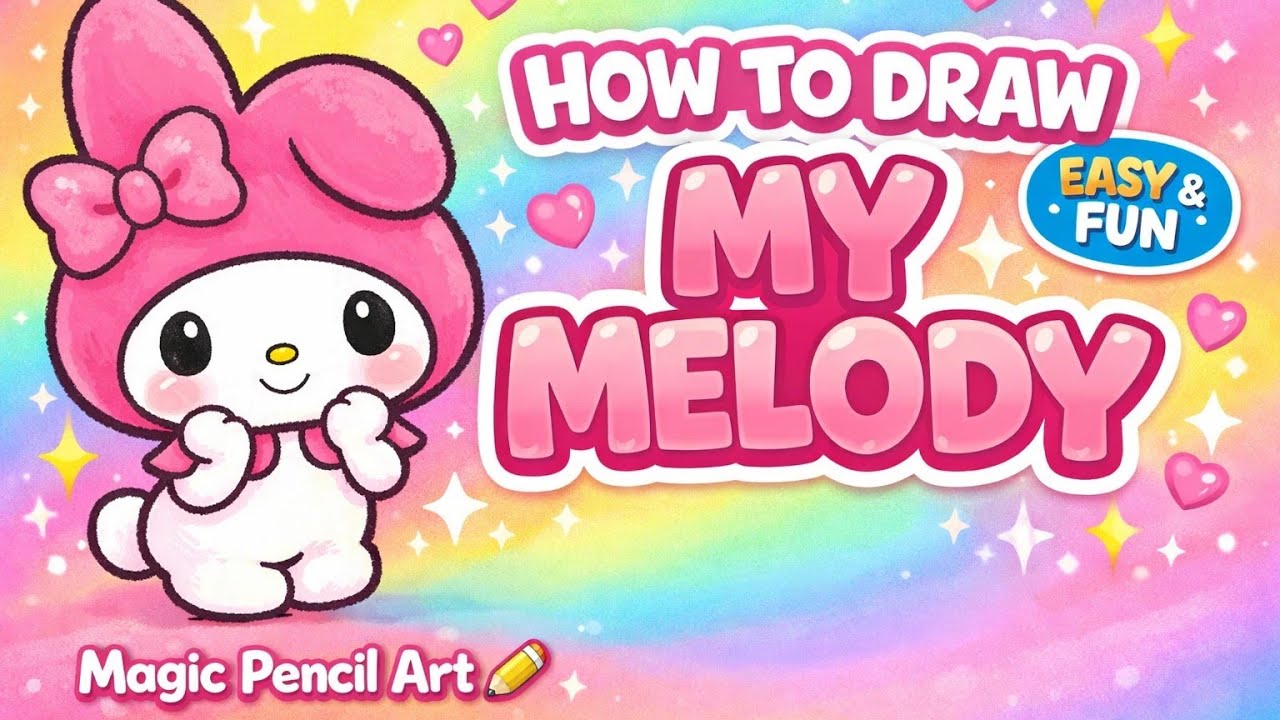How to Draw My Melody 🎀 | Cute & Easy Drawing for Kids | Magic Pencil Art
