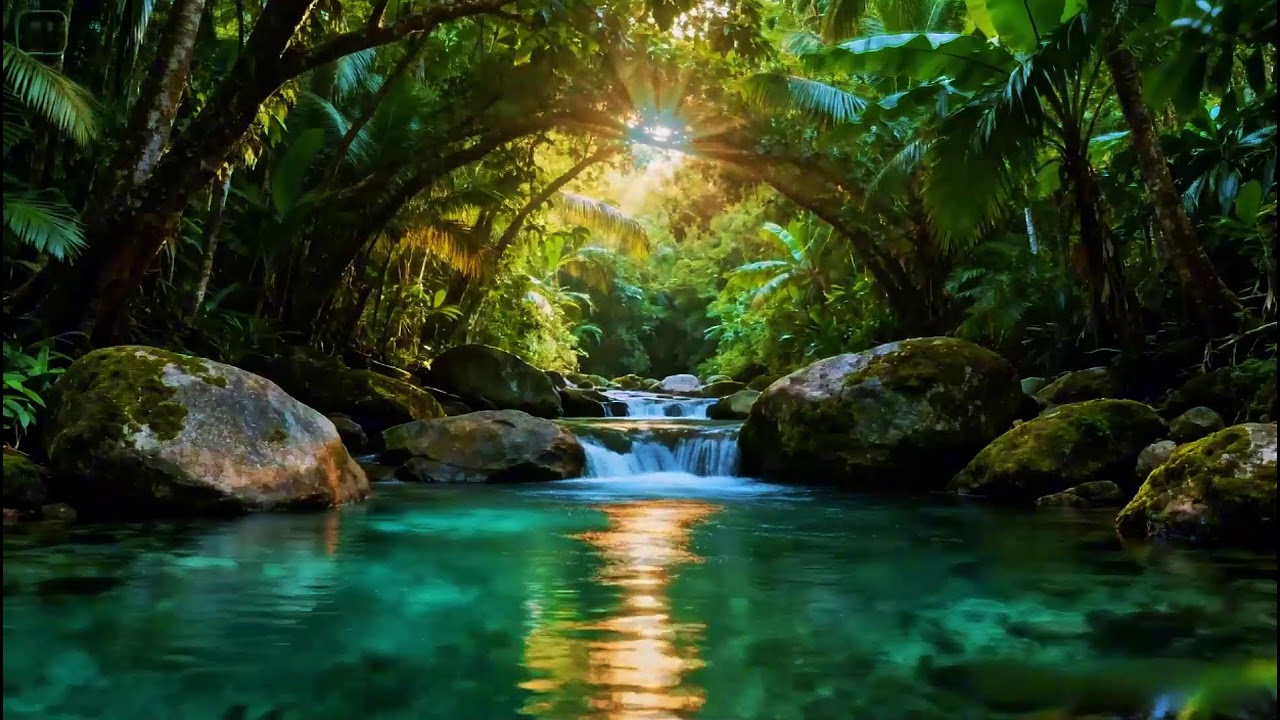 Peaceful Hidden Forest Ambience | Gentle River Stream Ambience | Birds Chirping for Rest and Healing