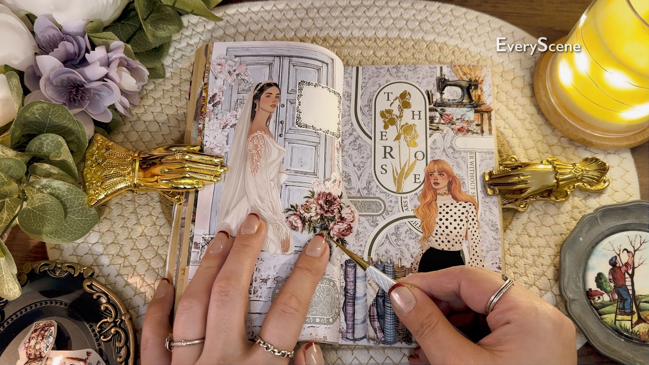 ASMR 헙 이걸 내가 만들었다니 🤭👰🏻‍♀️🧵 | I Made This Wedding Dress? | Art Journal #scrapbooking