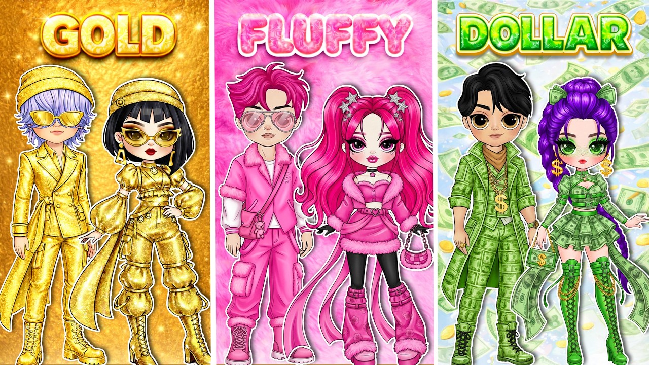Huntrix & Saja Boys: Golden vs Fluffy vs Dollar Couples Contest! | DIY Fashion Paper Dolls