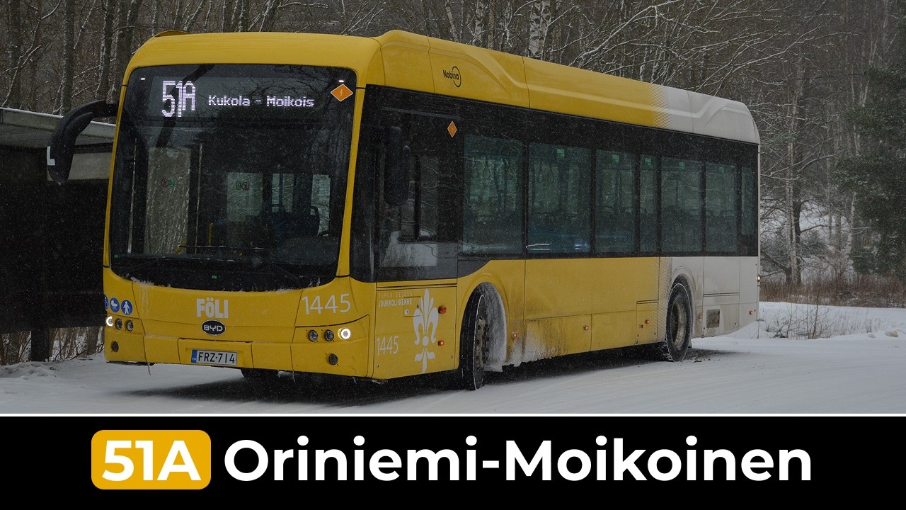 Turku Föli Linja 51A: Moikoinen - Oriniemi - Moikoinen (Nopeutettu) | Nobina 1445