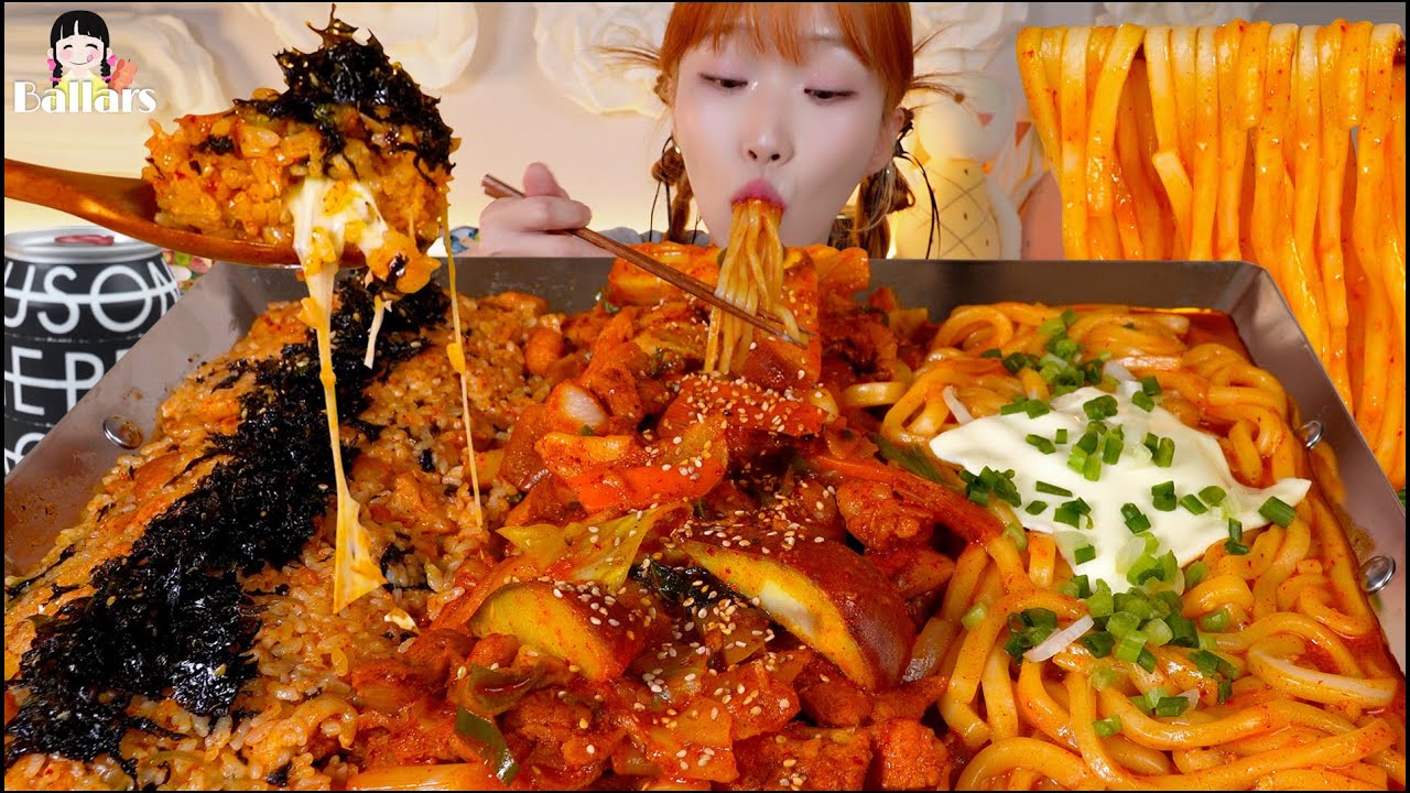 Mukbang:) 🐔Dak-galbi(Korean Spicy Stir-fried Chicken) Mukbang ☆ Big Bites :: ASMR :: Eatingshow ☆