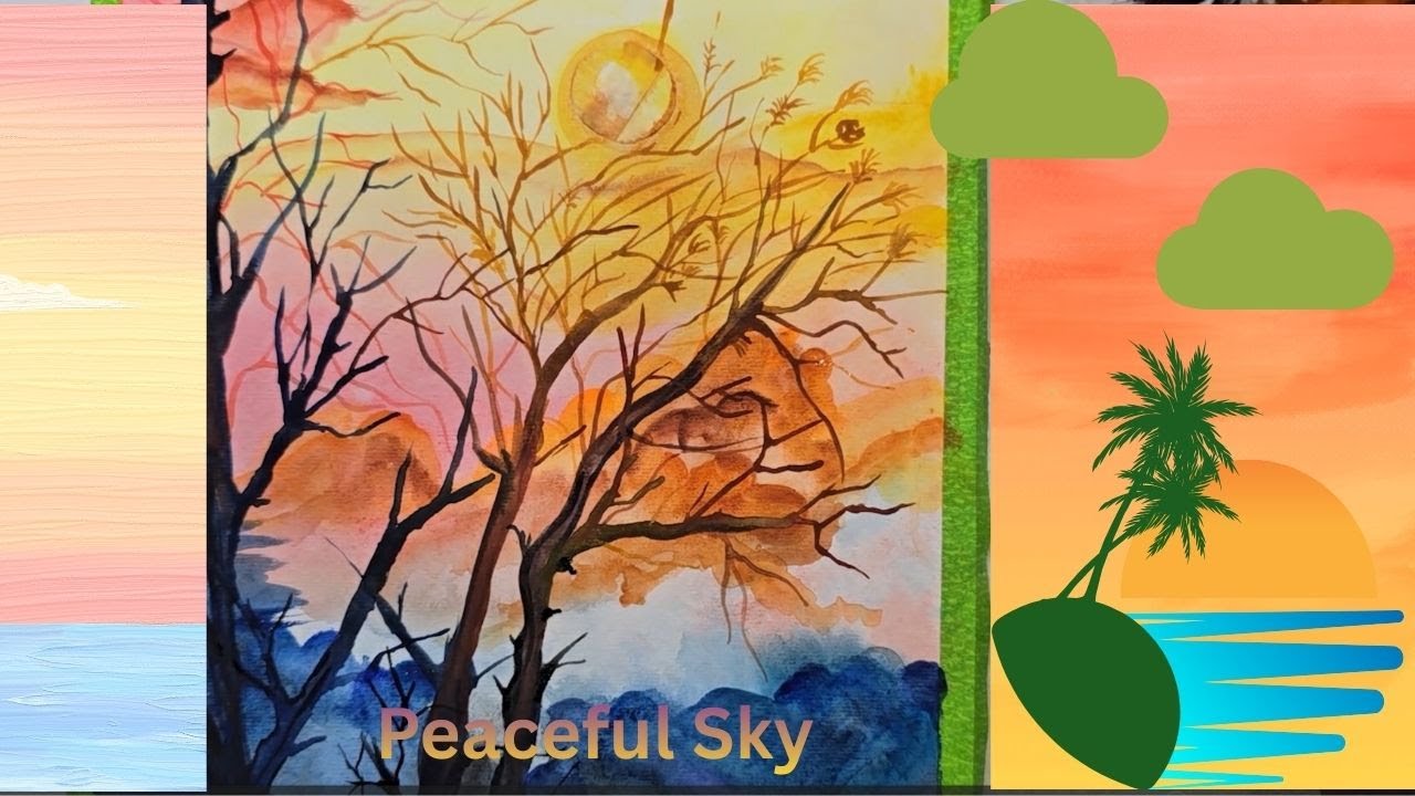 Watercolor Sunset Painting | Calm Nature Landscape Art for All Ages