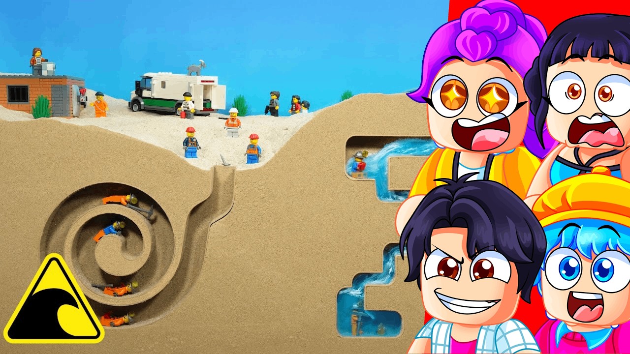 Reacting to Tsunami Flooding a GIANT LEGO GOLD MINE DISASTER!