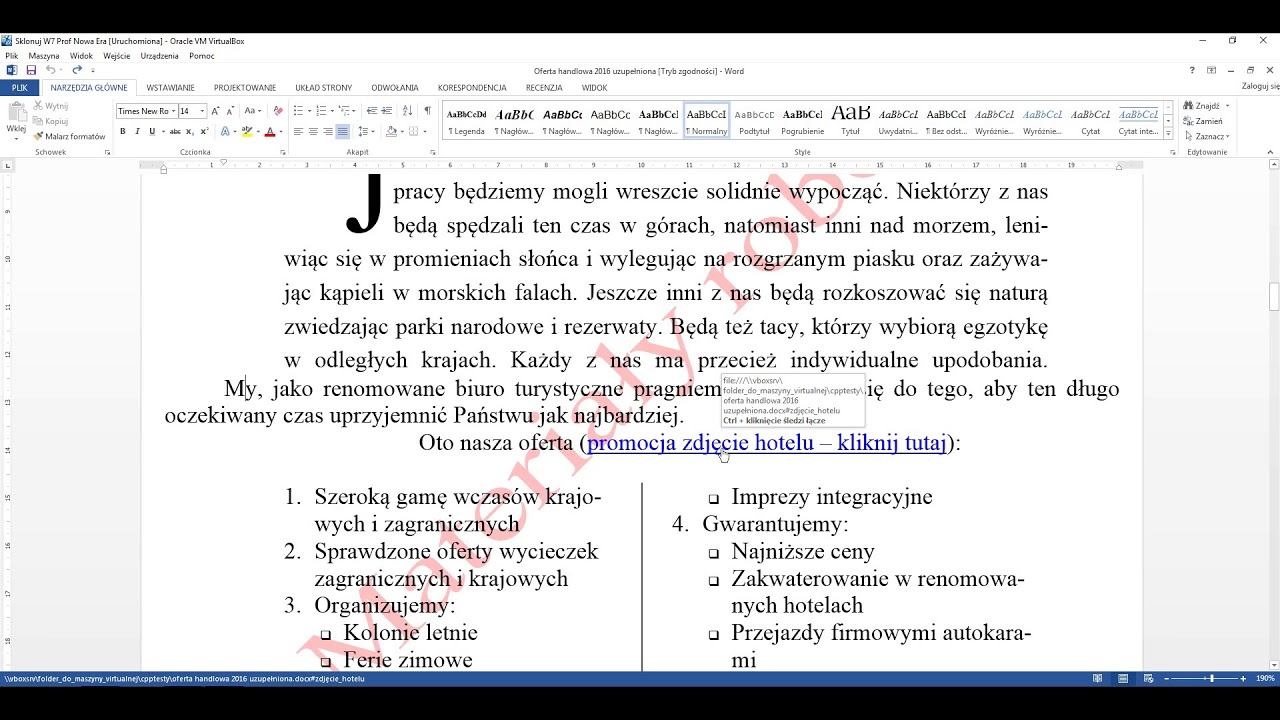 Microsoft Word - Oferta Biura Turystycznego cz 1
