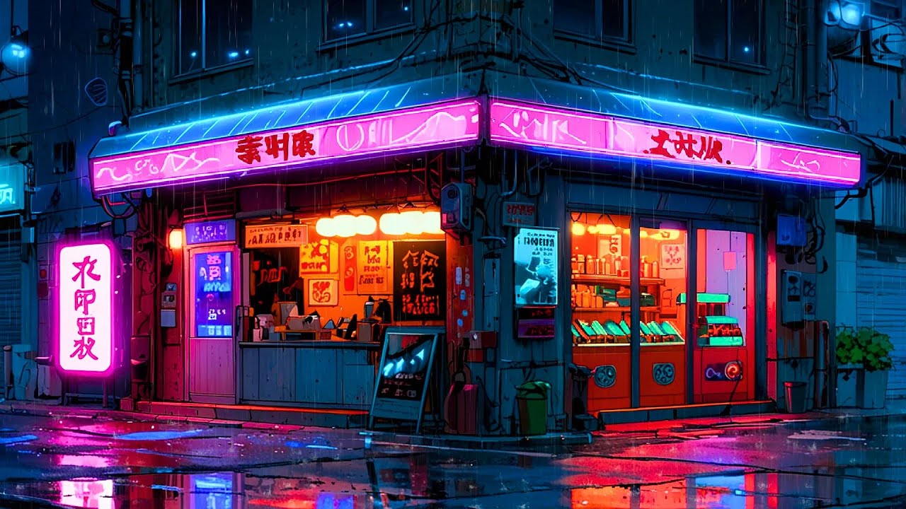 Rainy Neon Streets at Midnight | Lofi Beats