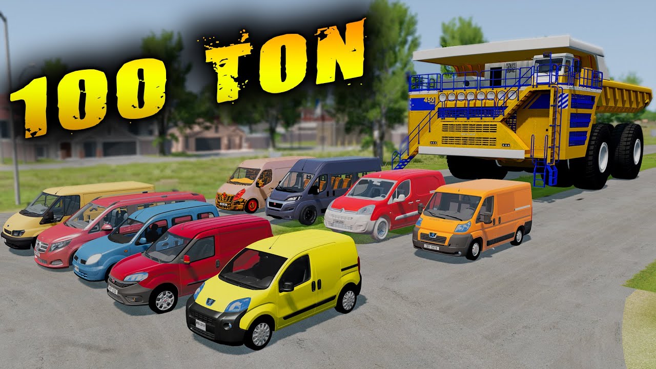 100 TON KAMYON İLE TİCARİ ARABALARI EZDİM // ABSÜRT DENEY // BeamNG.drive