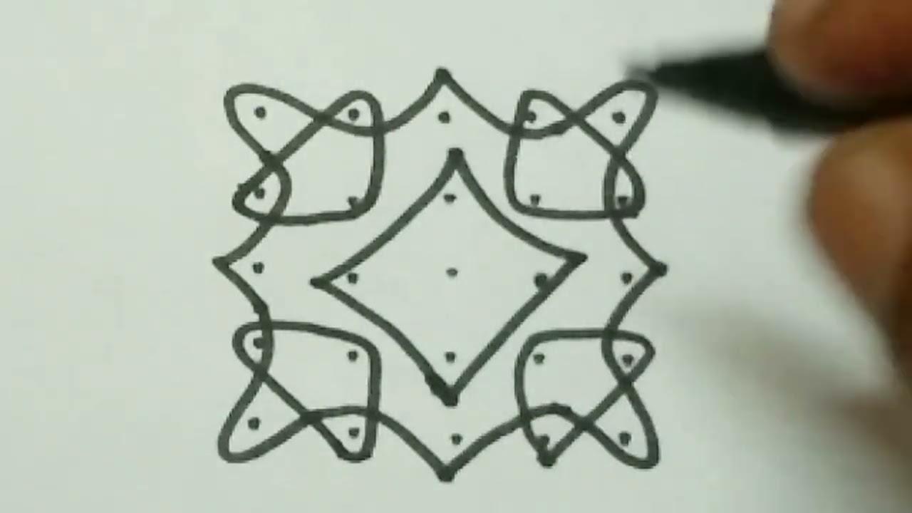 🌼Easy sikkukolam 5*5 dots🌼