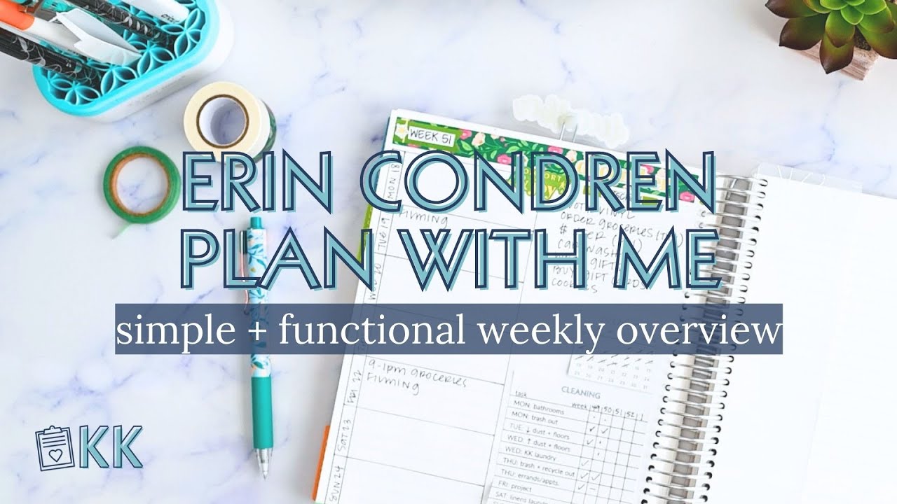 Erin Condren Functional Plan with Me Simple Weekly Overview Monthly Planner Week on One Page BUJO