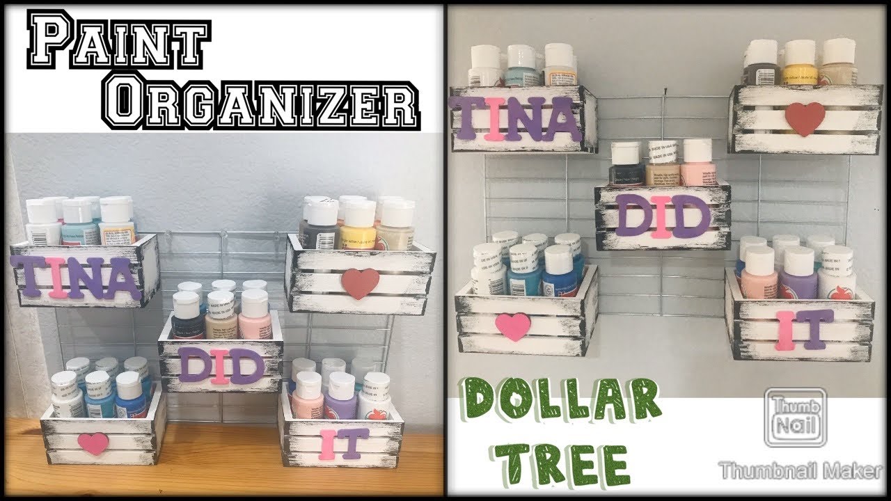 Dollar Tree paint organizer idea / crate ideas / DIY / under $7 / craft room organization ideas