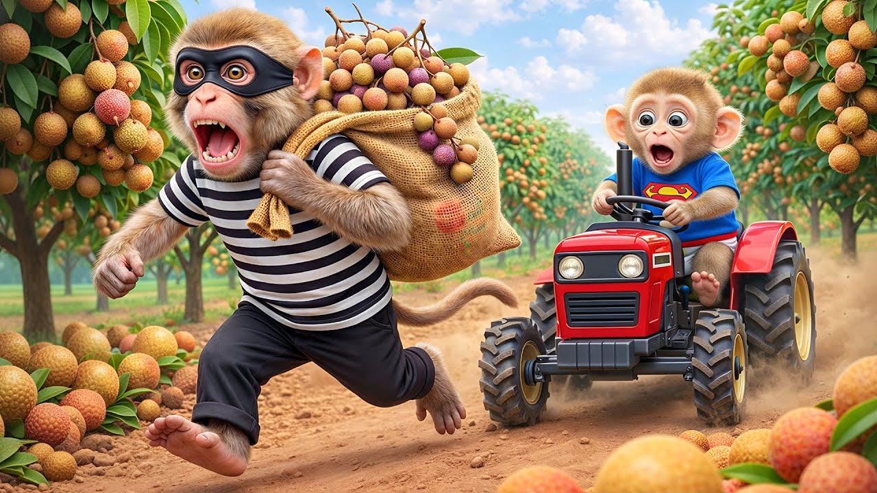 Monkey NaNa’s Longan Harvest Turns Into CHAOS! 🍈🐒 | Wild Farm Thief Chase 🚨💥