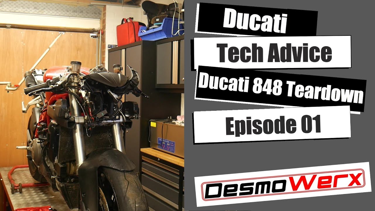 Разборка мотоцикла Ducati 848, необходимо проверить двигатель с низкой степенью сжатия EP01