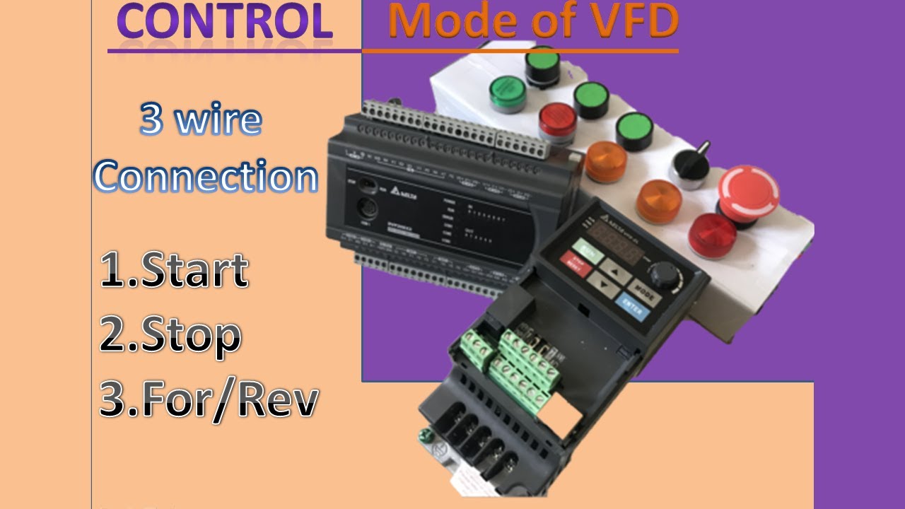 VFD Control mode 3 | known as 3 wire connection. Wiring & Parameter setting step by step