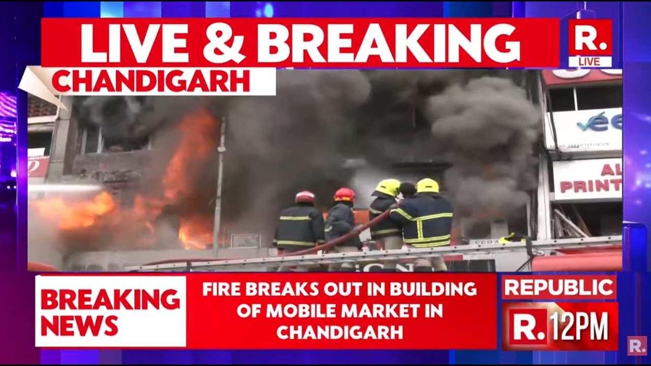 BREAKING LIVE: Fire Breaks Out In Building At Chandigarh Mobile Market; Rescue Operations Underway