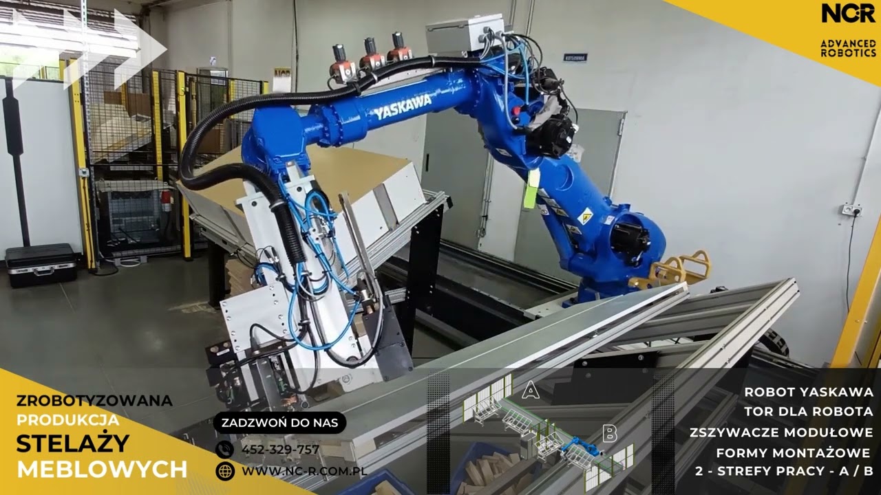 Robot do zbijania stelaży wezgłowi ram skrzyń strefa B www.nc-r.com.pl