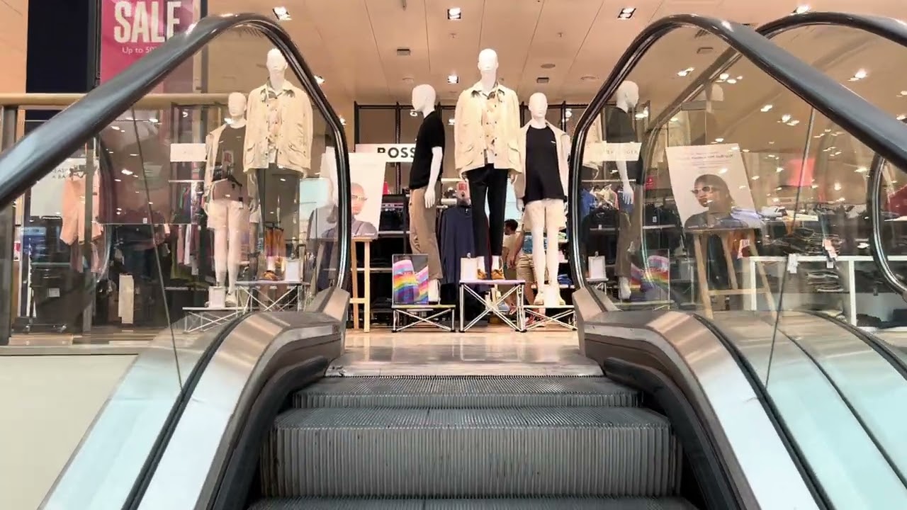 Nottingham, England. 6x OTIS Escalator ride in John Lewis Department store - Victoria, City Centre