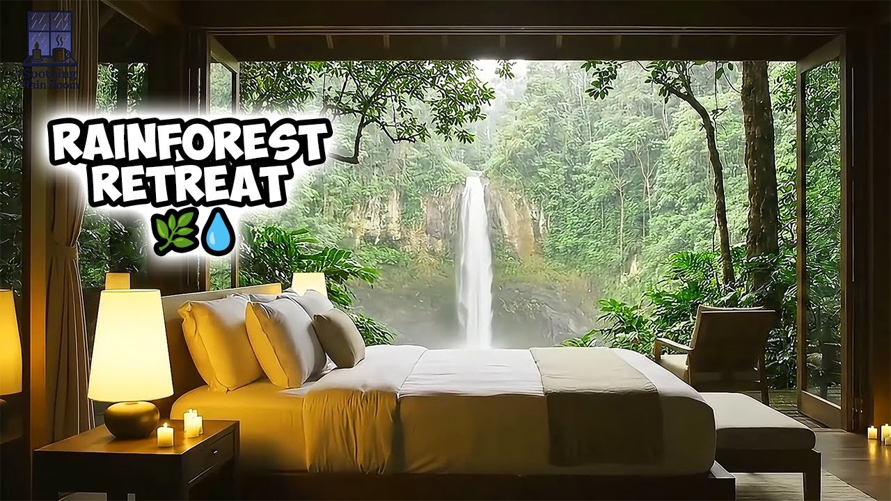 Luxury Rainforest Retreat | Relaxing Waterfall & Rain Ambience
