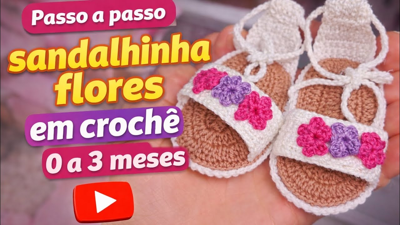 Sandália de Crochê para Bebê (0 a 3 Meses) 🌸 Passo a Passo Fácil!