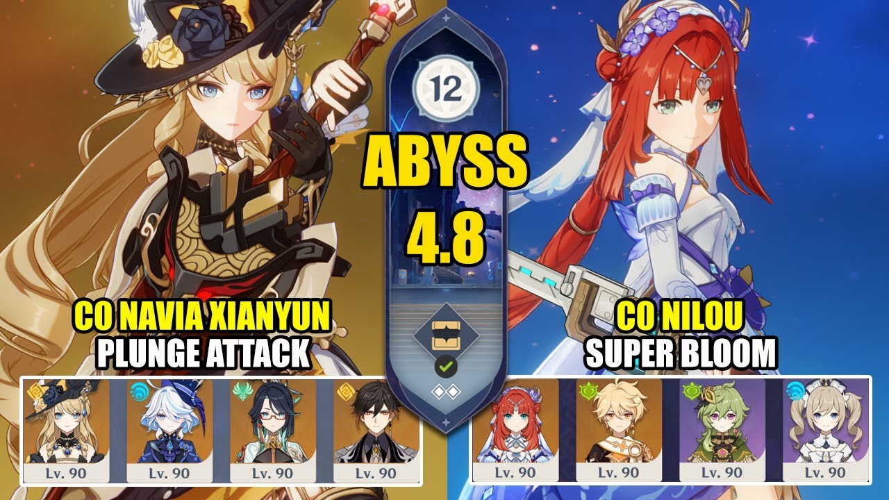 C0 Navia Plunge Attack & C0 Nilou Bloom Without Nahida | Spiral Abyss 4.8 | Genshin Impact 【原神】