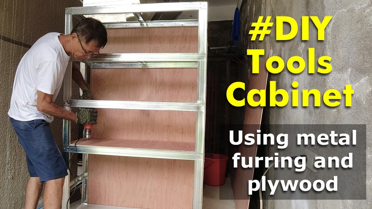 DIY Tools Cabinet using metal furring and plywood