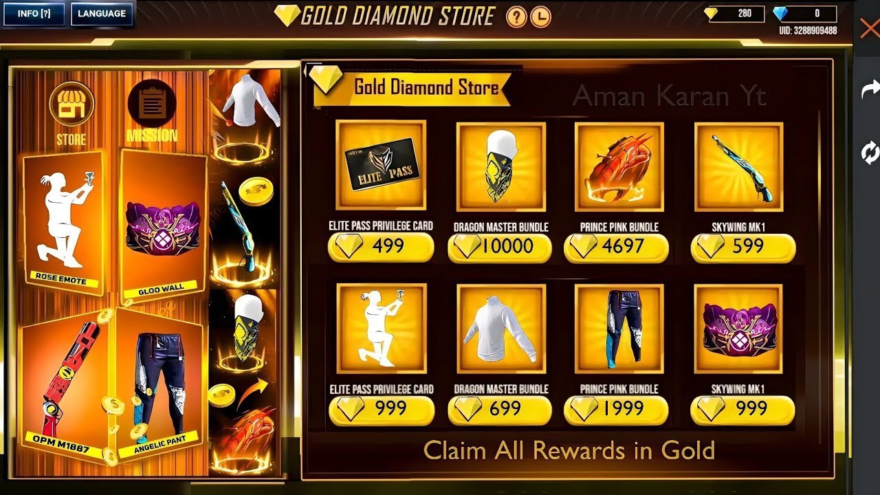 GOLD COIN EXCHANGE STORE FREE FIRE MAX || GOLD COIN FREE REWARDS || STORE GAMING