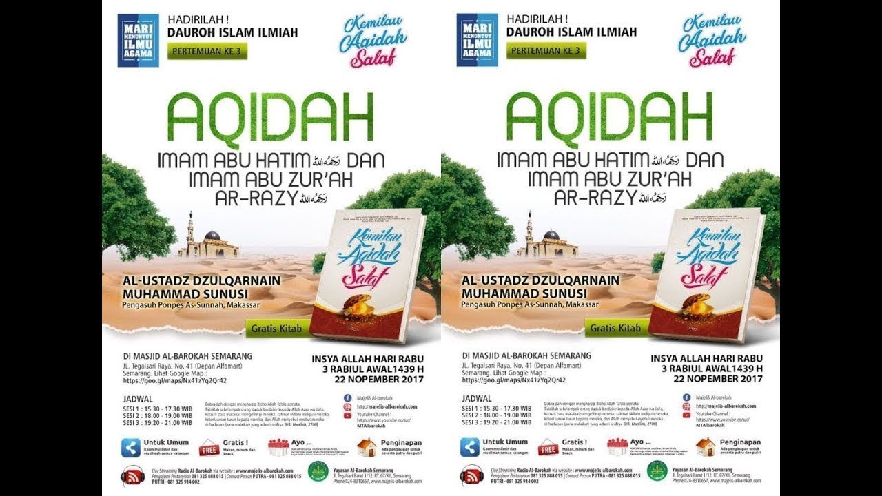 Aqidah Imam Abu Hatim dan Imam Abu Zur'ah Ar-Razy (Sesi 2) oleh Ustadz Dzulqarnain Muhammad Sunusi
