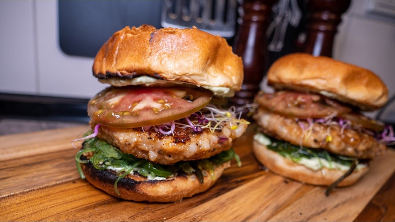 Krabben Burger wie in der Krossen Krabbe. Garnelen Burger