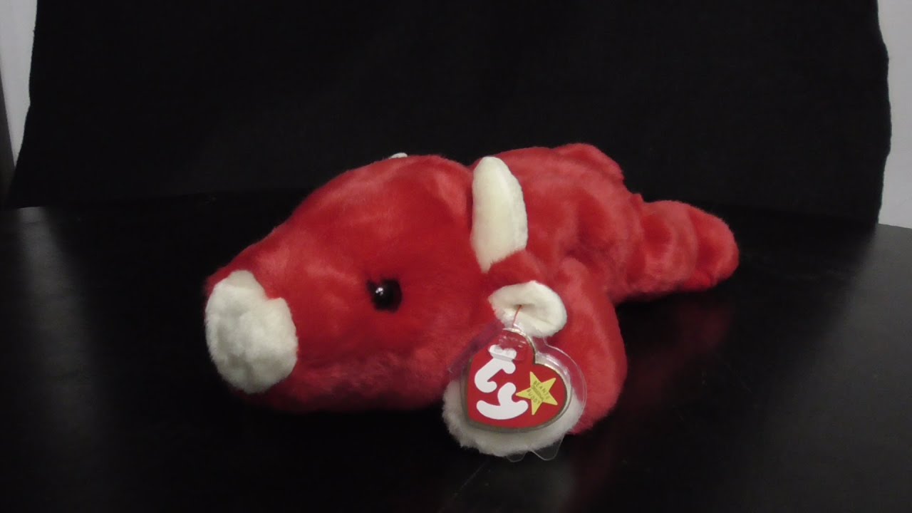 TY BEANIE BUDDIES 1999 SNORT THE RED BULL PLUSH REVIEW