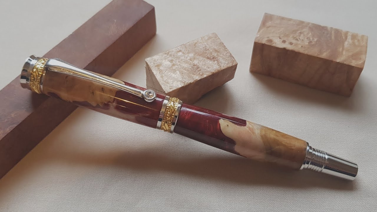 (PEN TURNING) MAKING FOUNTAIN PEN / HYBRID PEN BLANK, MELLE BURL, RESIN