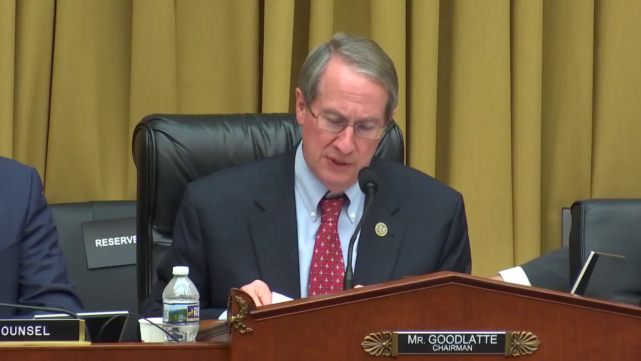 Chairman Goodlatte Opening Statement on Section 702 of the Foreign Intelligence Surveillance Act
