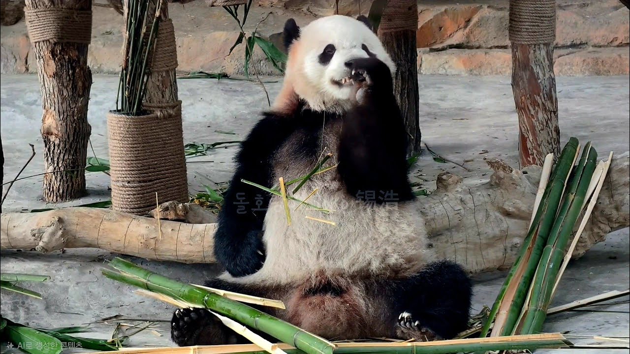 더루이랑 빠오유엔도 대나무 쪼개기 장인이었네...?!ㅋㅋㅋ | 신장 판다 동물원 xinjiang Panda