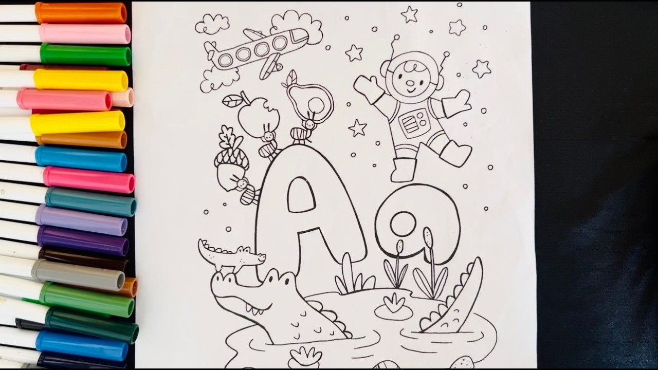 Letter A Learn with Coloring | ABC Kids | Tiếng Anh Letter A Tô màu