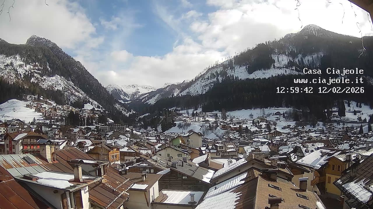Timelapse 12/02/2026 - Webcam Casa Ciajeole - Moena, Val di Fassa, Dolomiti