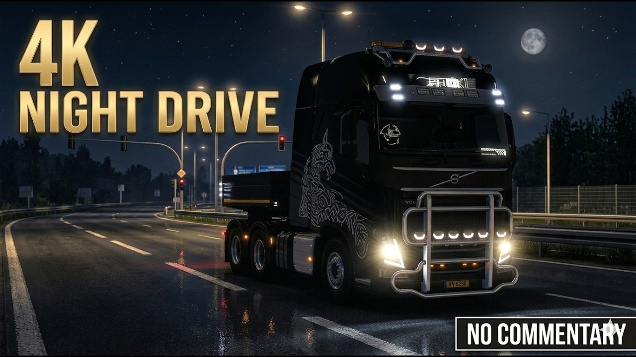 Volvo FH6  Voyage Nocturne en 4K | Pure Engine Sound (No Commentary) #ETS2