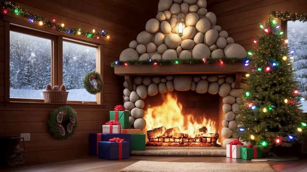 🔥 FIREPLACE Relaxation THERAPY with Christmas ATMOSPHERE with Crackling FIRE for Zen Atmosphere