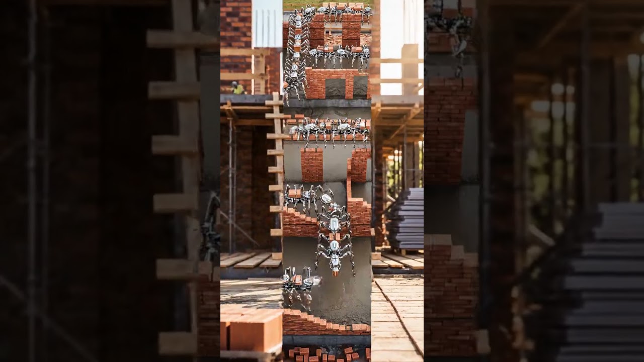 Brick-Carrying Robot Convoy on Site  