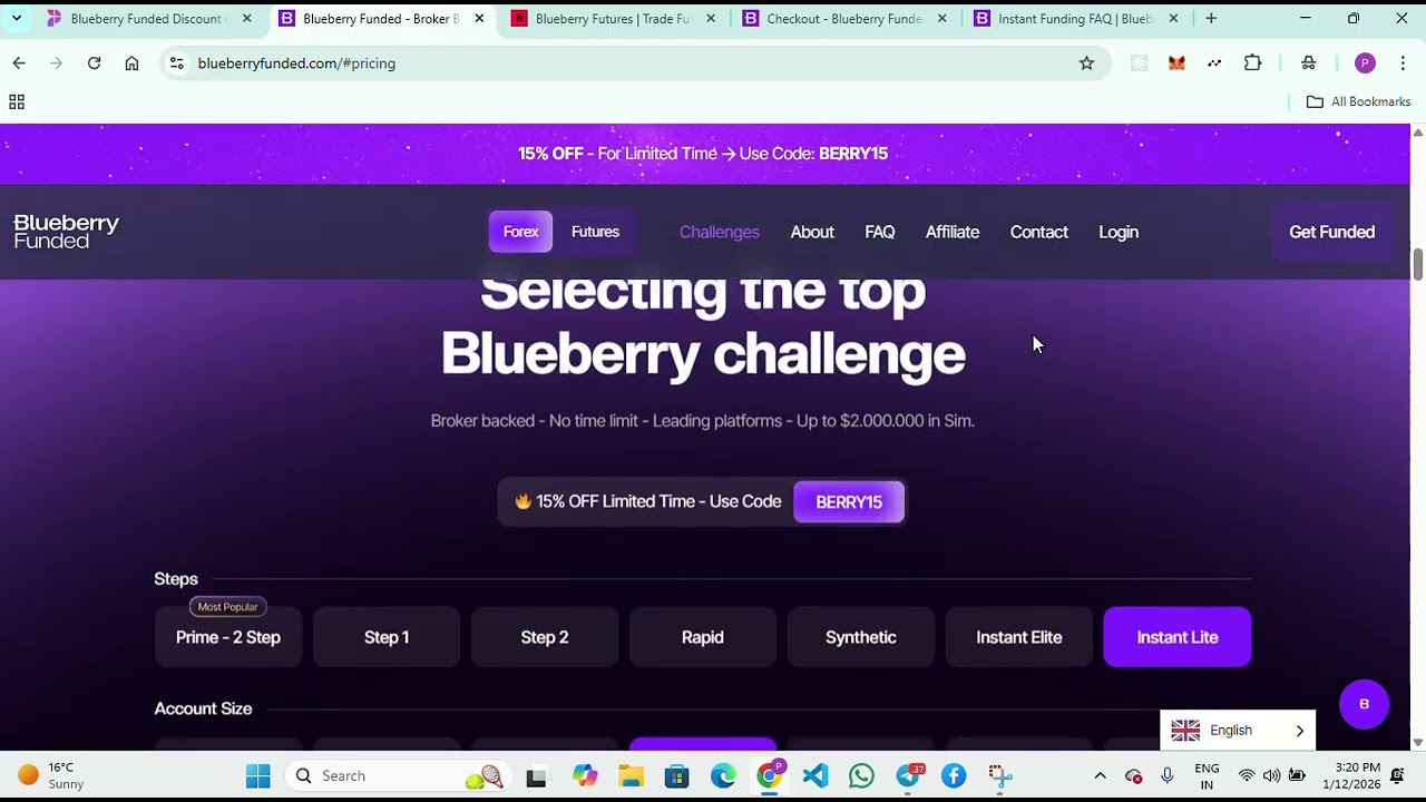 Blueberry funded instant accounts full details in one video