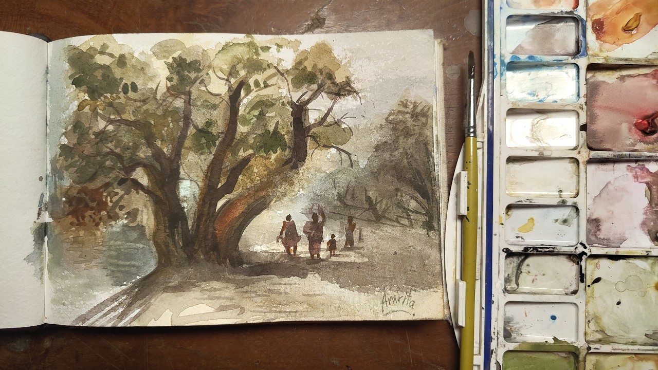 A Quiet Path | Watercolor Landscape Painting – Full Process