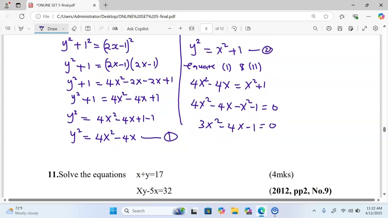 K c s e 1996,pp2,No 7 Mathematics #pythagoras theorem