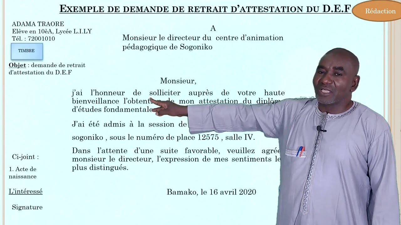 Lettre administrative : Exemple de demande de retrait d'attestation