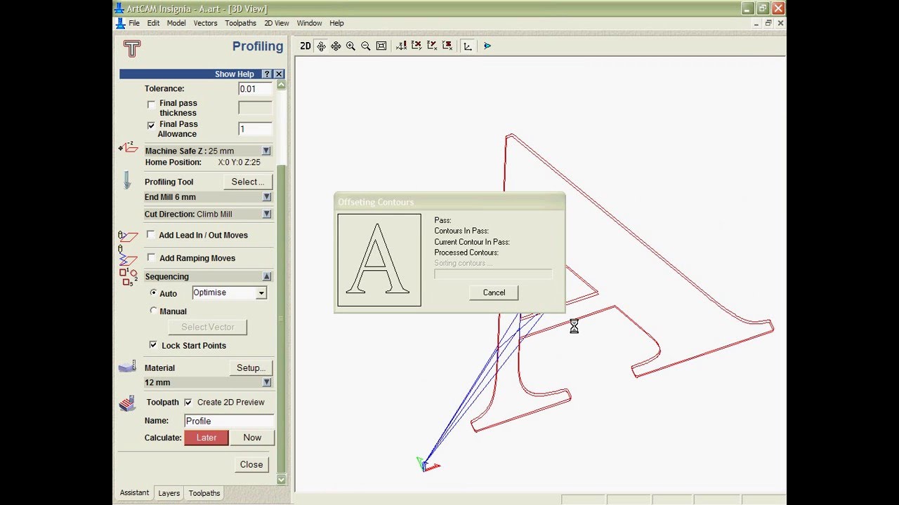 Artcam teaching video 10 Profile Cut Bridge