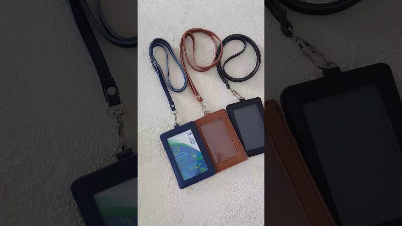 Name Tag ID Card Holder Kulit Lanyard Termurah Berkualitas PU Leather Lanyard NameTag ID Card Holder