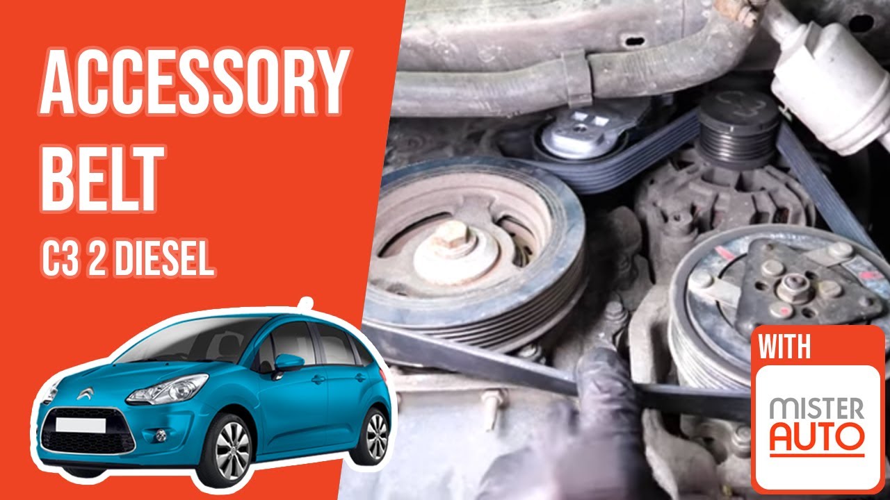 How to replace the accessory belt C3 mk2 1.4 HDI 🚗
