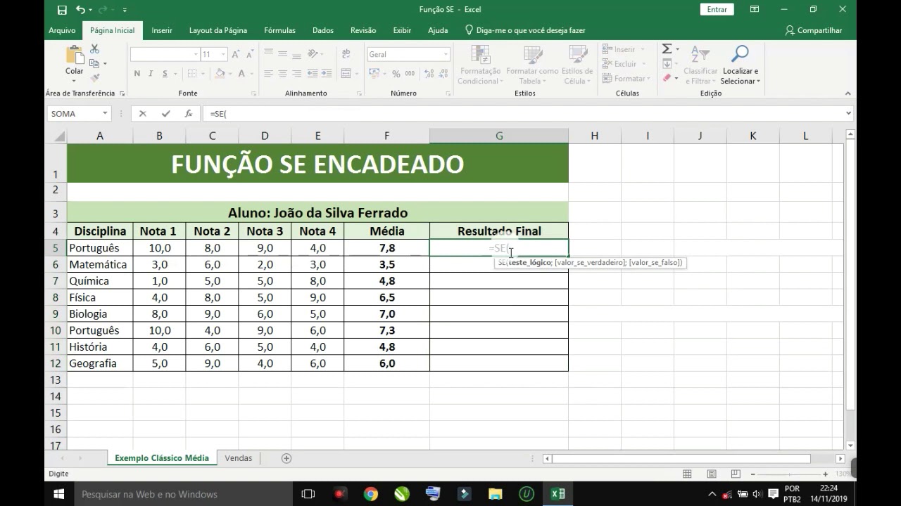 Excel - Fun&ccedil;&atilde;o SE Encadeado