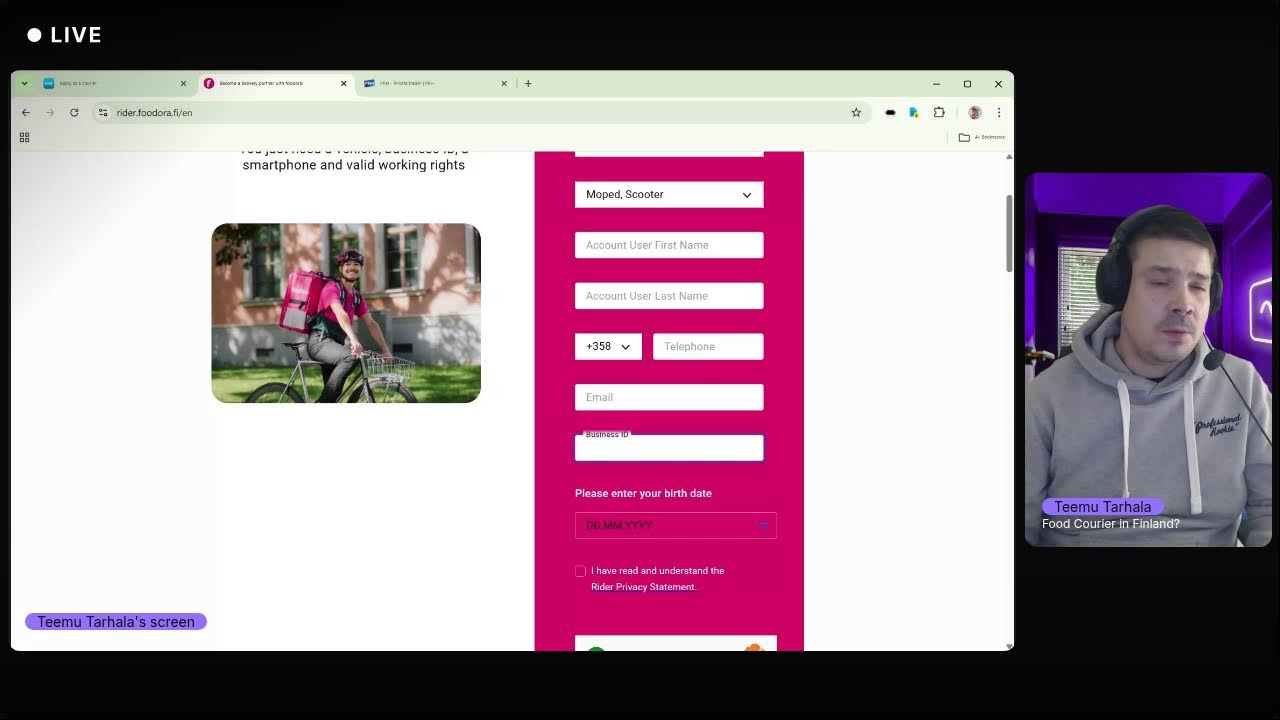 Income: Food Delivery in Finland
