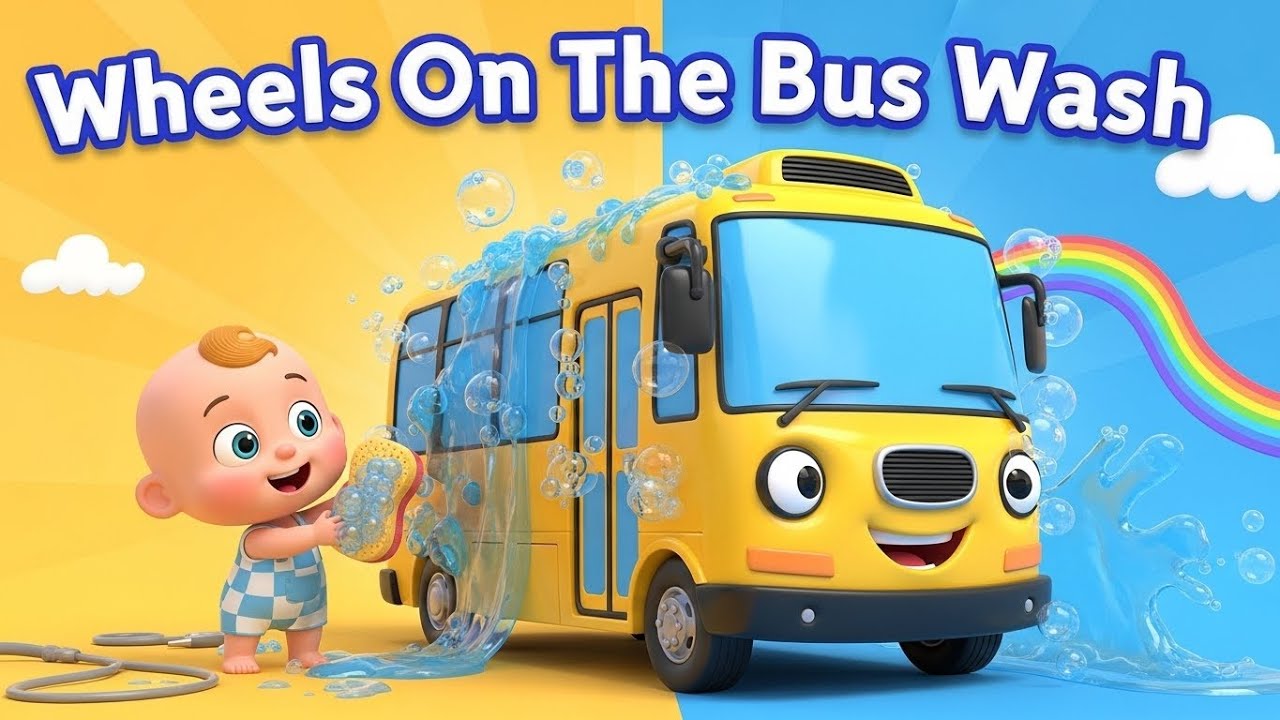 Wheels On The Bus Wash 🚍🧼 | Baby Washes The Dirty Bus | Nursery Rhymes & Kids Songs | NuNu Tv