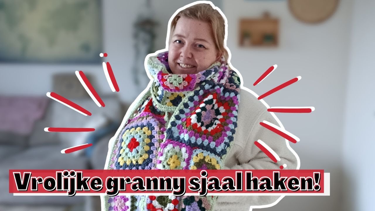 Vrolijke Granny Squares Sjaal 🧶 | Kleurrijk Gehaakt Haakproject