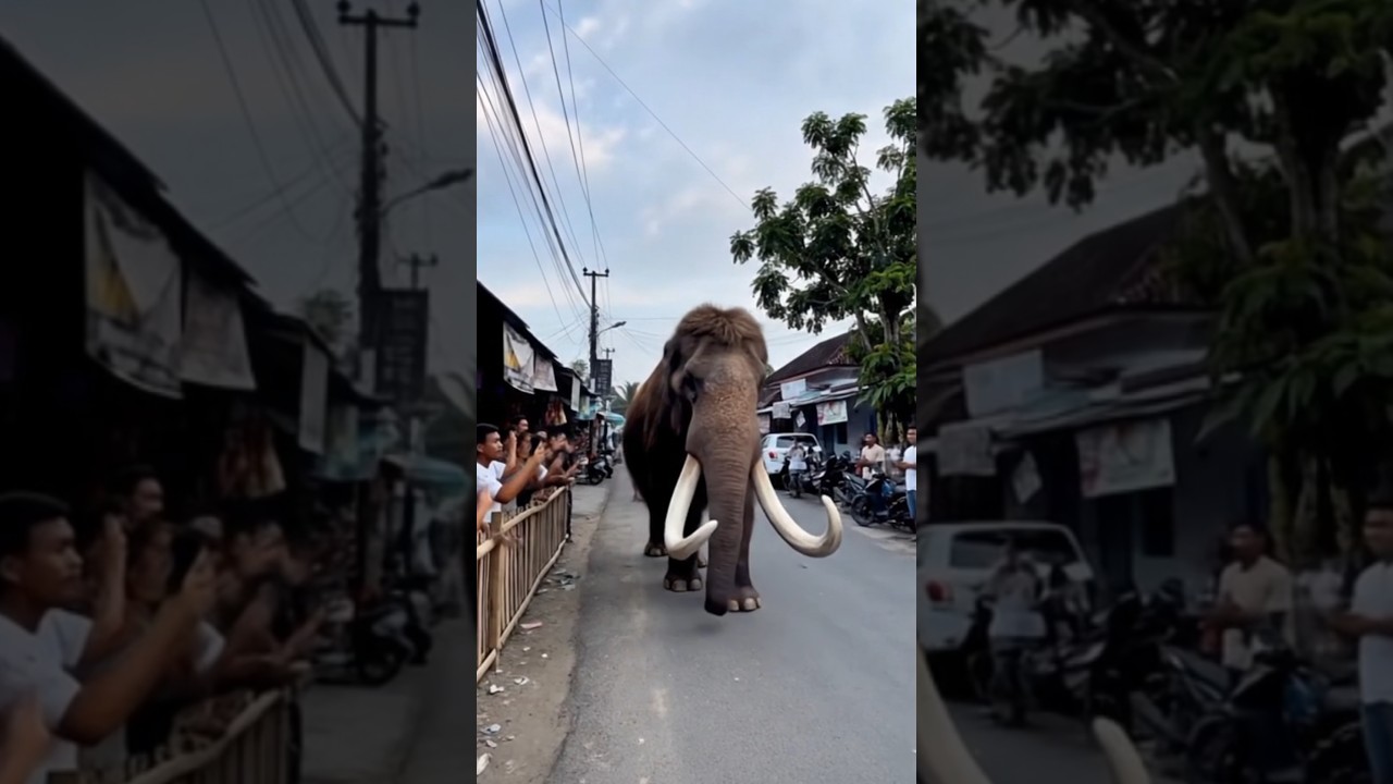 &ldquo;Woolly Mammoth Spotted Walking Down a Village Road!&rdquo; #animals #mammoth #shorts